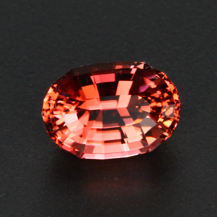 Pinkish Orange Stepped Oval Tourmaline Gemstone 4.0 Carats