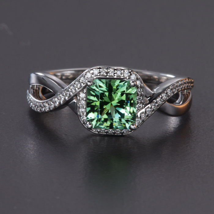 White Gold Tourmaline and Diamond Ring