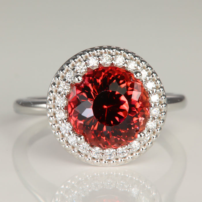 Tourmaline and Dimaond Halo Ring