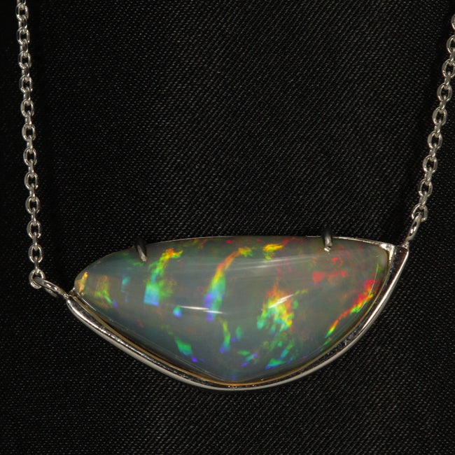 Freeform Cabochon Opal 11.34 Carats in 14 Karat White gold