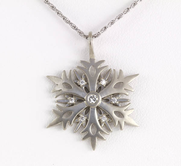 Diamond Snowflake Pendant With Satin Finish Designed by Christopher Michael