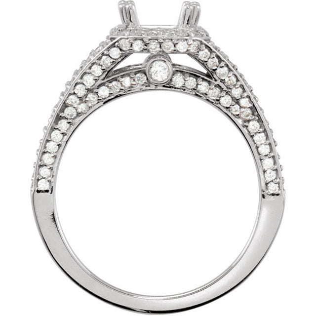 Princess Cut Halo Design Semi Mount