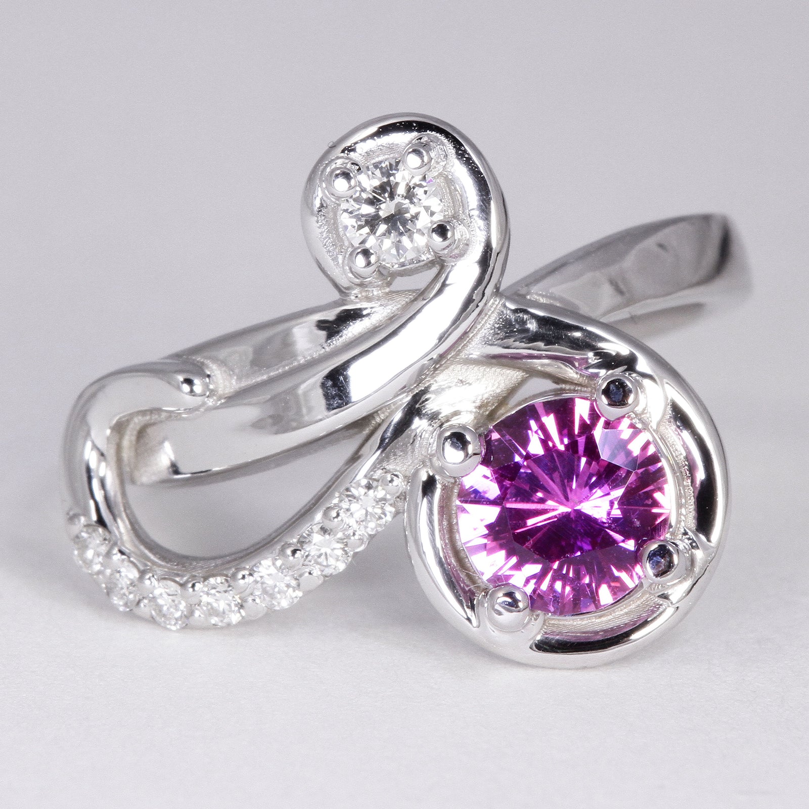 Pink Sapphire Ring with Diamonds