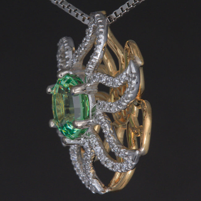 Merelani Mint Garnet Pinwheel Pendant