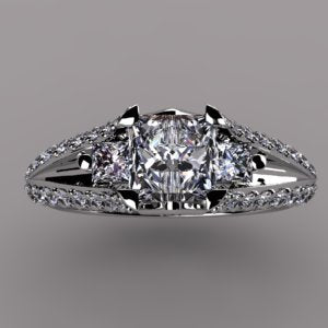 Custom Princess Engagement Ring For Princess Cut Diamond