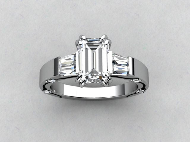 Diamond Engagement Ring For Emerald Cut Diamond