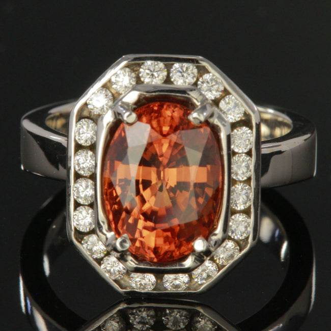 14K White Gold Imperial Zircon Ring With Fine Diamonds