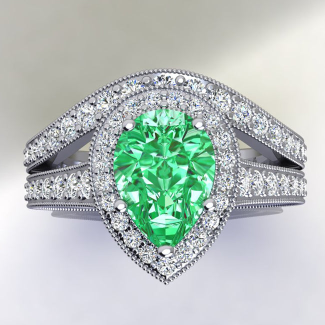 Engagement Set with Rare Merelani Mint Garnet