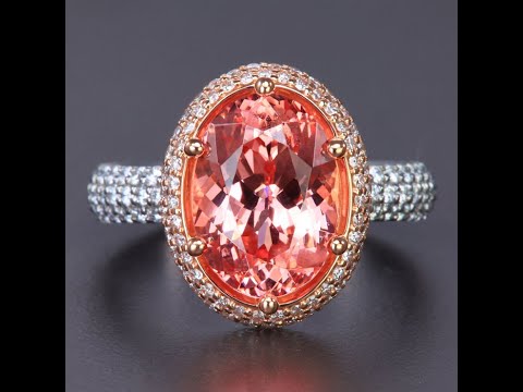 ON HOLD Platinum/14K Rose Gold Malaya Garnet and Diamond Halo Ring 5.50 Carats
