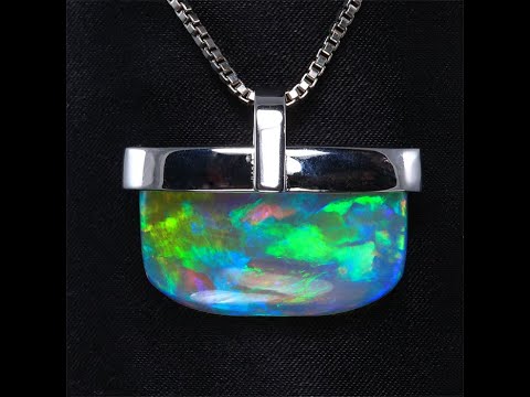 14K White Gold Ethiopia Opal Pendant 13.27 Carats