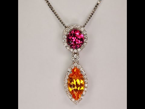 Spessartite garnet and Purple Garnet Pendant with Diamonds Video