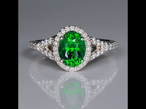 14K White Gold Tsavorite and Diamond Ring 1.59cts