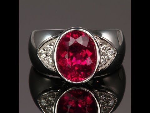 14K White Gold Rubellite Tourmaline and Diamond Ring by Christopher Michael 3.26 Carats