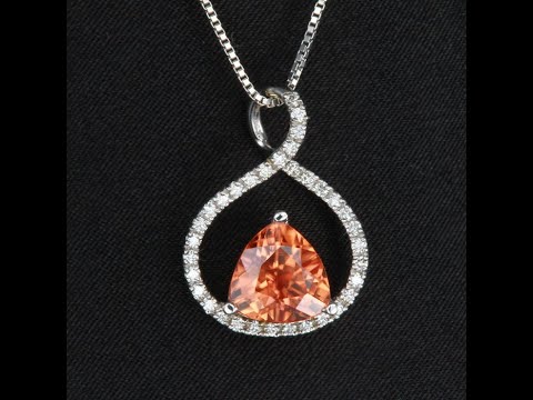 14k White Gold Imperial Zircon and Diamond Pendant 3.90 Carats