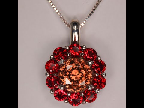 14K White Gold Zircon and Chrome Pyrope Garnets Pendant 5.28cts
