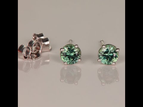 Montana Sapphire Earring Studs in 14k White Gold