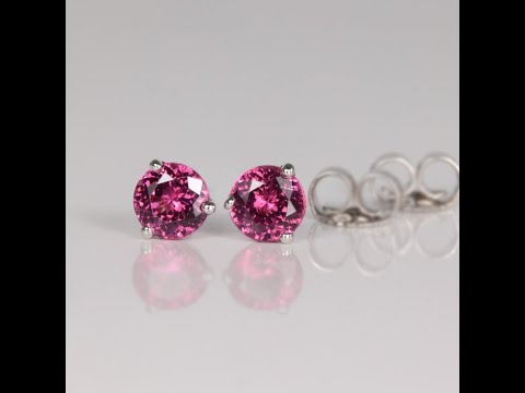 14K White Gold Umbalite Garnet Stud Earrings .87cts