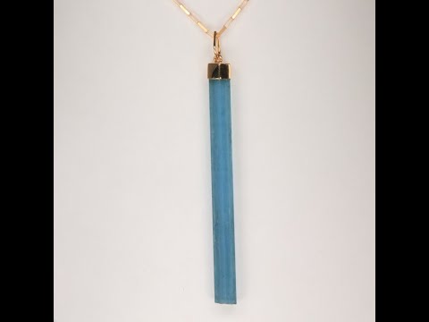 18K Yellow Gold Aquamarine Crystal Pendant with chain