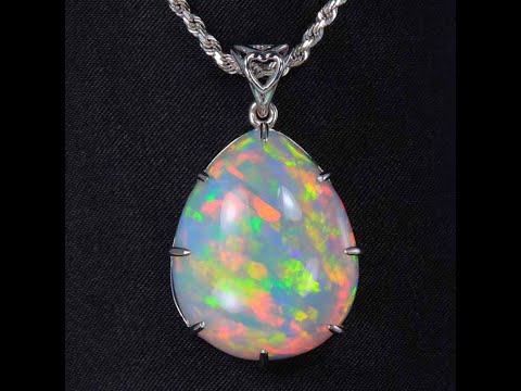 14K White Gold Pear Shaped Opal Pendant 28.0 Carats