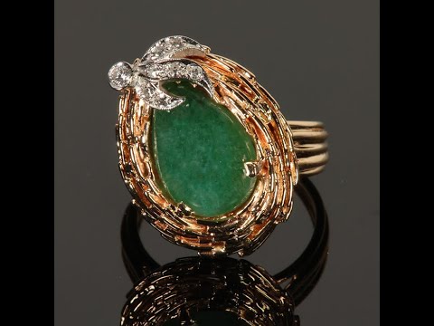 14K Yellow Gold Jadeite Ring/Pendant 3.0 Carats