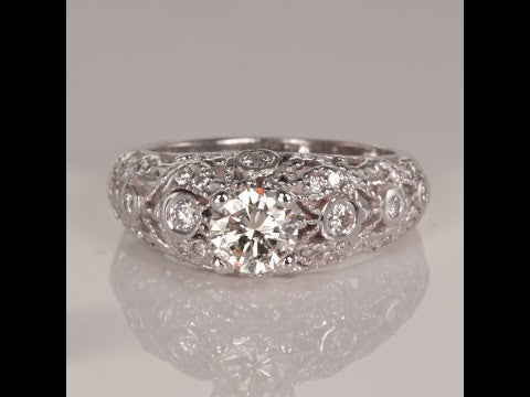14K White Gold Estate Diamond Ring .80ct