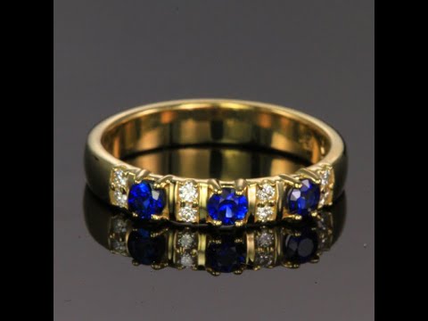 14k Yellow Gold Sapphire and Diamond Ring