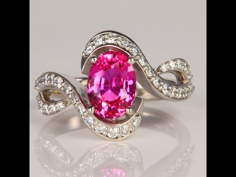 Platinum Oval Pink Sapphire and Diamond Ring 2.55 Carats