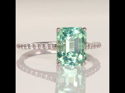 14K White Tourmaline Ring with Diamond Shank 3.25cts