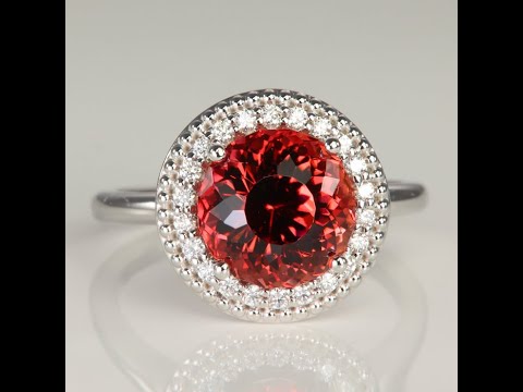 14K White Gold Tourmaline and Diamond Halo Ring 4.25 Carats