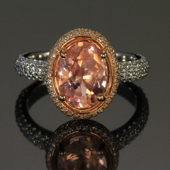 18K Rose Gold Padparadscha Sapphire RIng