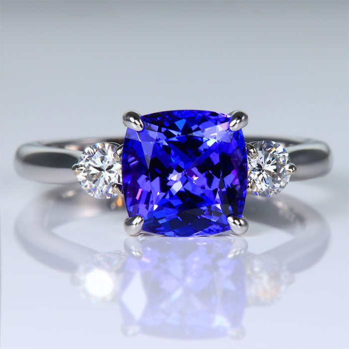 Square Cushion and Diamond Accent Ring