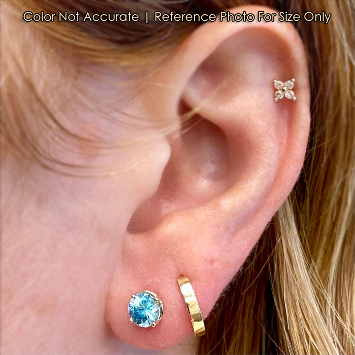 blue zircon stud earrings on ear size