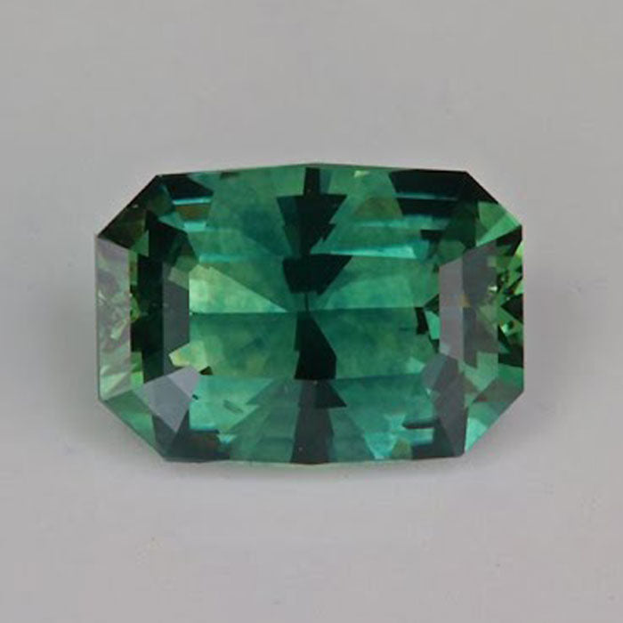 blue green montana sapphire gemstone brilliant style emerald cut