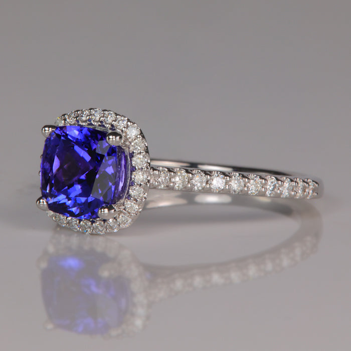 white gold tanzanite and diamond ring