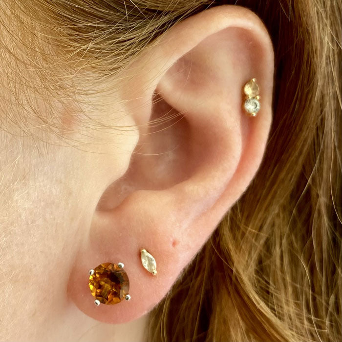 14K White Gold Citrine Stud Earrings Carats