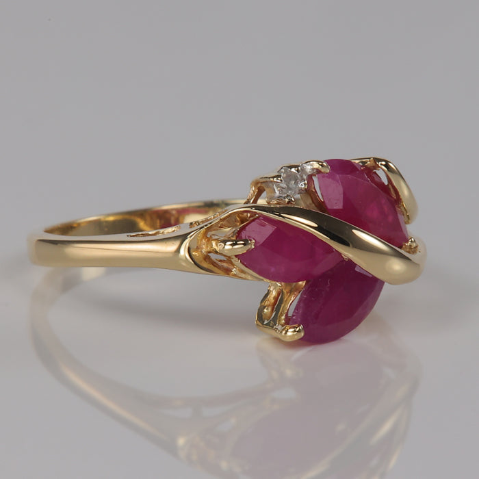 10K Yellow Gold Ruby and Diamond Accent Ring Carats