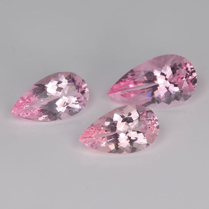 pink color pear shape brilliant cut morganite gemstones