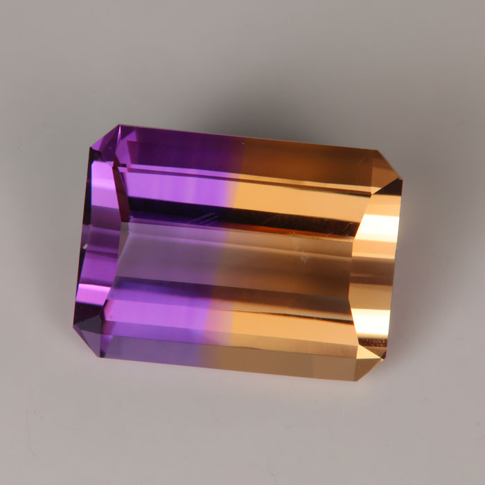 emerald cut purple yellow ametrine gemstone rare