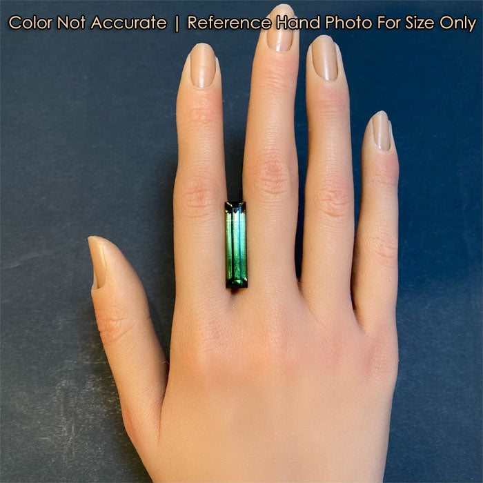 green color emerald cut tourmaline gem size reference