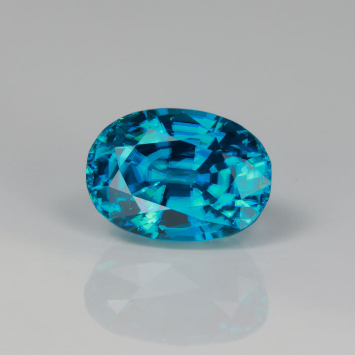 blue zircon gemstone oval cut