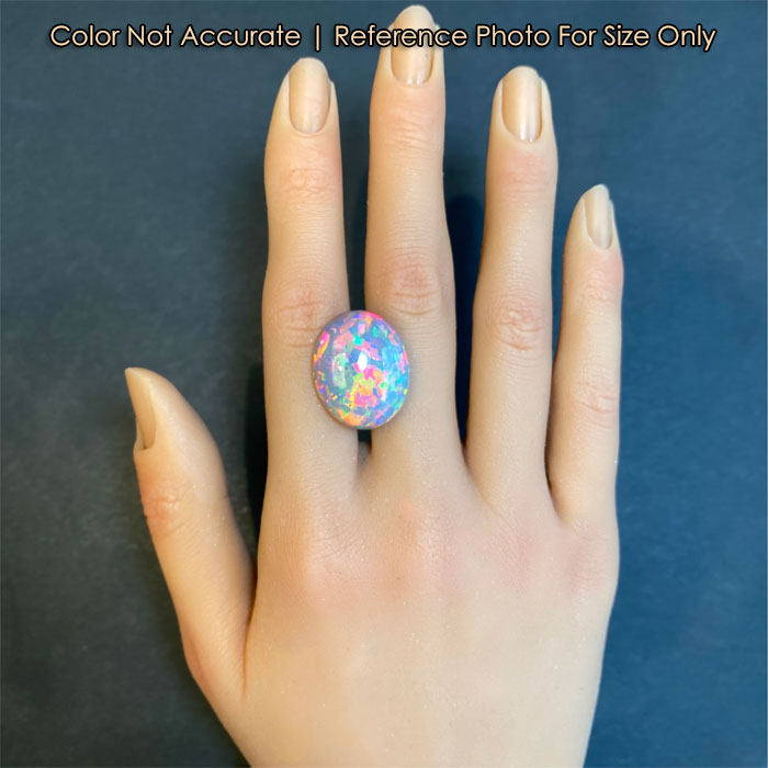oval black opal size on hand