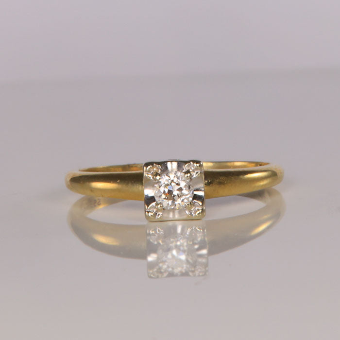 Yellow gold white gold diamond ring 