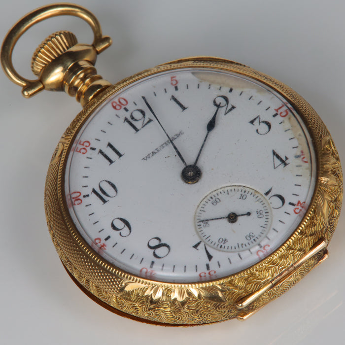 estate waltham pocket watch yellow gold