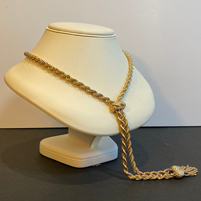 14k yellow gold y rope adjustable necklace