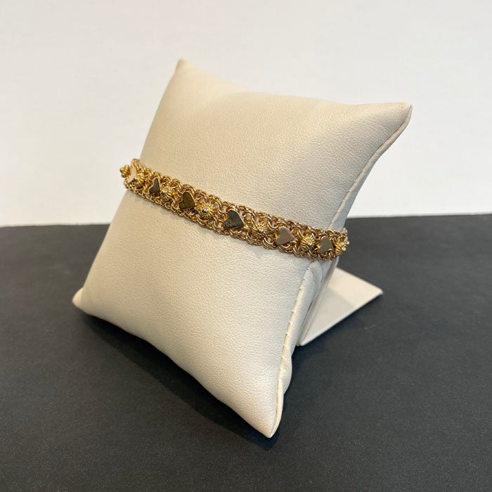 yellow gold bracelet cable link hearts