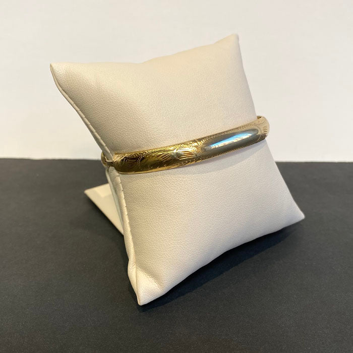 yellow gold engraved bangle