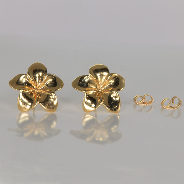 14k yellow gold stud earrings flower