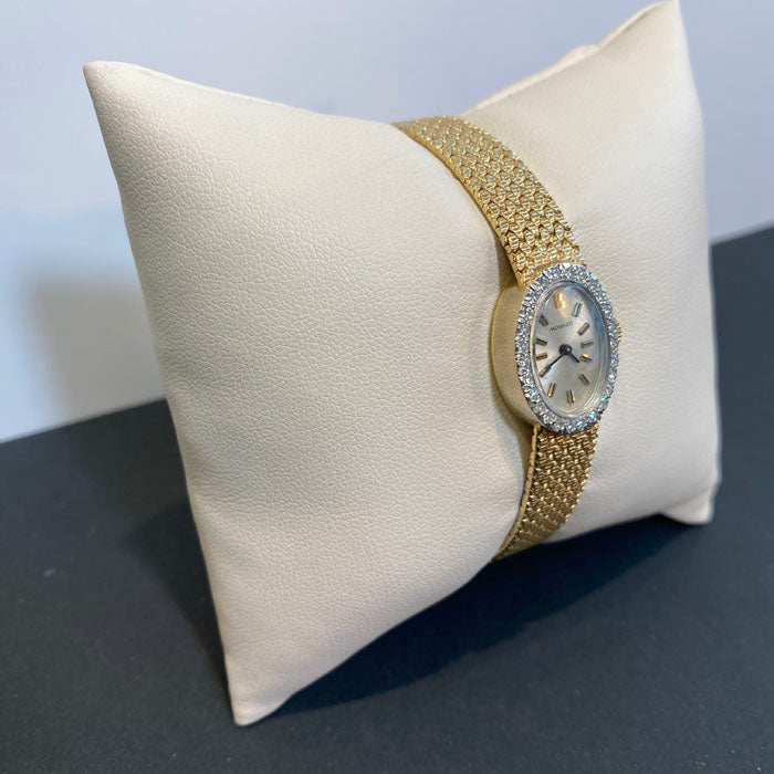 14k yellow gold and diamond movado watch