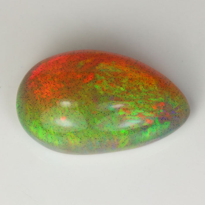 pear shape cabochon cut semi black opal