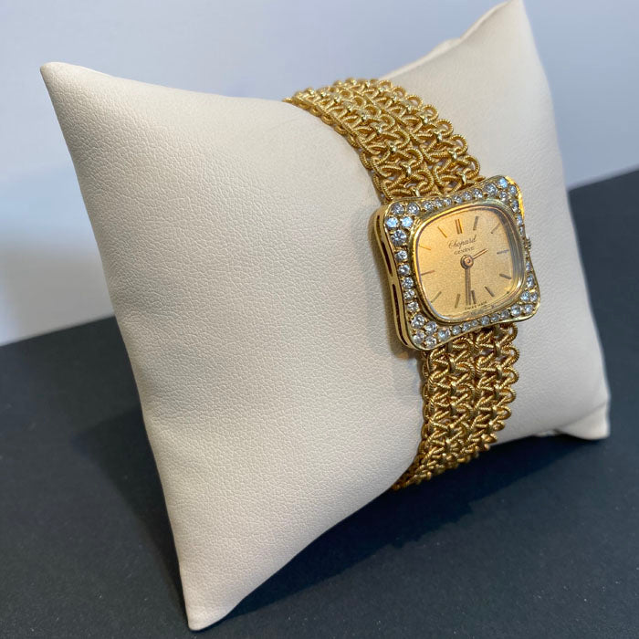 18k yellow gold chopard watch with diamonds